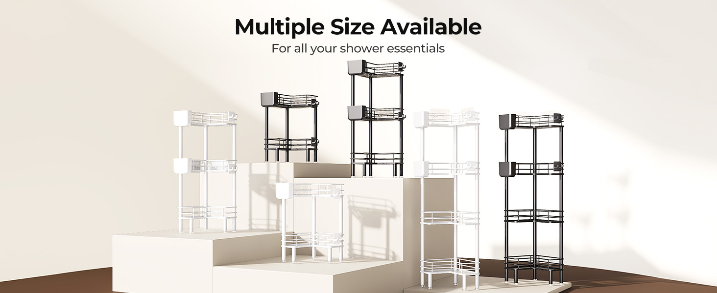 Набір з 3 кутових поличок для душу Orimade, нержавіюча сталь, чорний