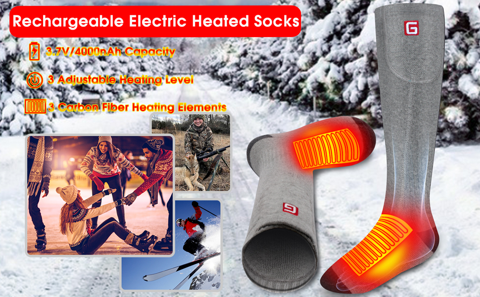 Спортивні грілки для ніг Svpro з акумулятором для чоловіків та жінок. Електричні грілки для ніг, теплі, для кемпінгу, полювання, сірі (L).
