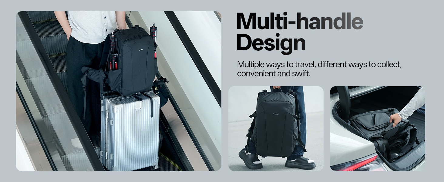 Чорний фоторюкзак AMBITFUL 25L+3L для DSLR/SLR/Mirrorless камер з відділенням для ноутбука та трипода (водонепроникний, ергономічний)