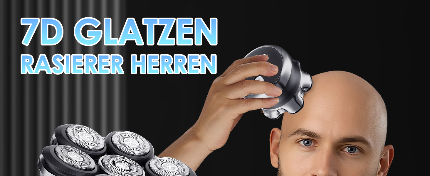 Електрична бритва Glatzen для чоловіків з плаваючою головкою, LED-дисплеєм, 2 режимами, Type-C зарядкою, водонепроникна, чорна