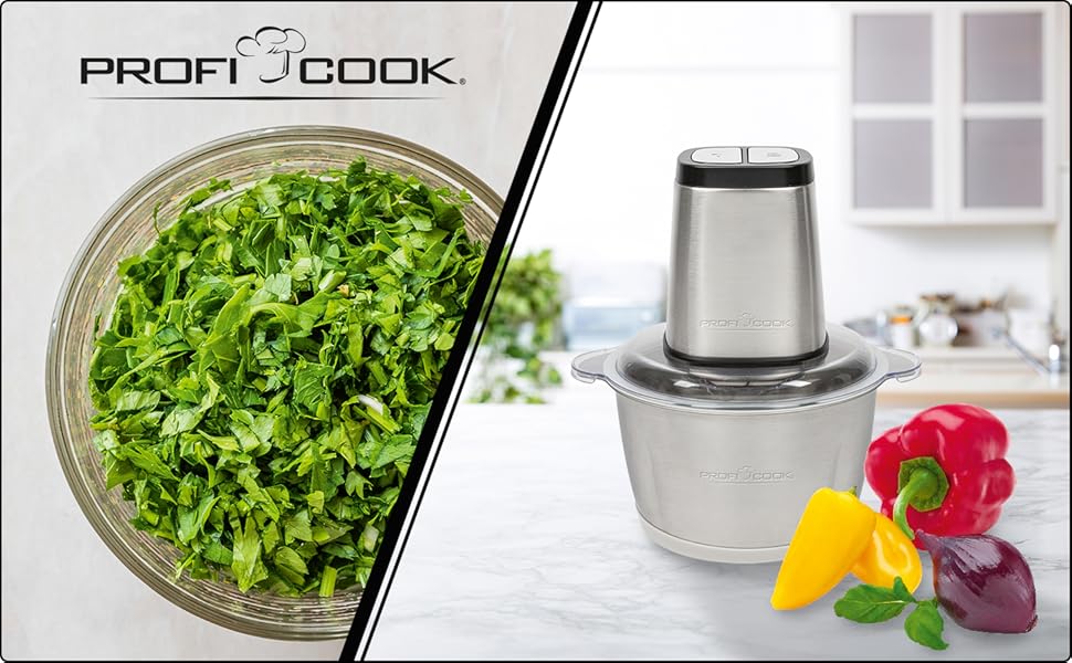 Подрібнювач ProfiCook PC-MZ 1150 (нержавіюча сталь) 1л, 2 ножі, 2 швидкості, кришка для льоду