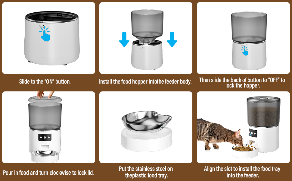 Автоматичний годівниця для котів та собак, 4л, з мискою з нержавіючої сталі, програмування до 10 прийомів їжі на день