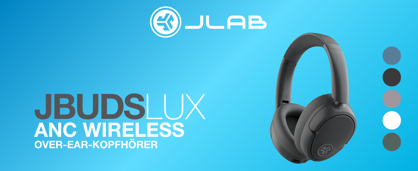 Бездротові накладні навушники JLab JBuds LUX ANC з активним шумозаглушенням, Bluetooth, Graphite
