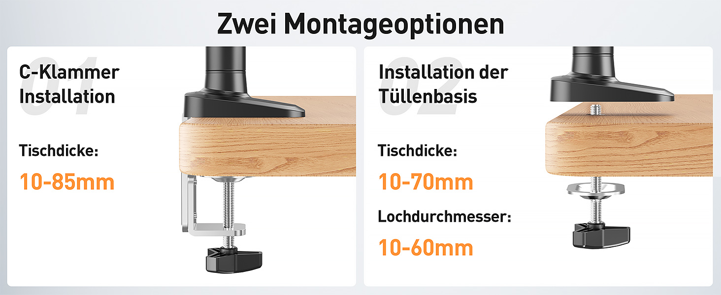 Кріплення для монітора ELIVED EV3235B-G: регульована підставка для монітора 17-34 дюймів, 2-12 кг, VESA 75/100mm, сірий