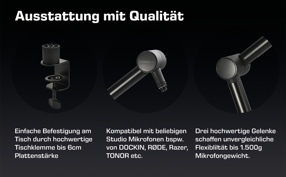 DOCKIN® MP2000: USB мікрофон-конденсатор для ПК, геймінгу, подкастів та стрімінгу. Якісний мікрофон з міцним кріпленням для запису звуку. Преміум звук та повний комплект.