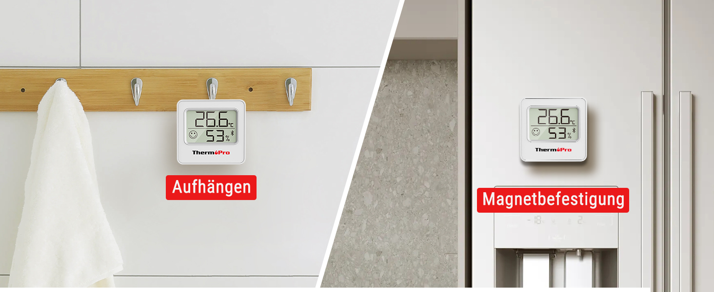 Цифровий гігрометр ThermoPro TP357-3 (3 шт), Bluetooth, 80 м, термометр для кімнати, додаток, індикатор вологості зі смайликом, для офісу, винного погребу, теплиці