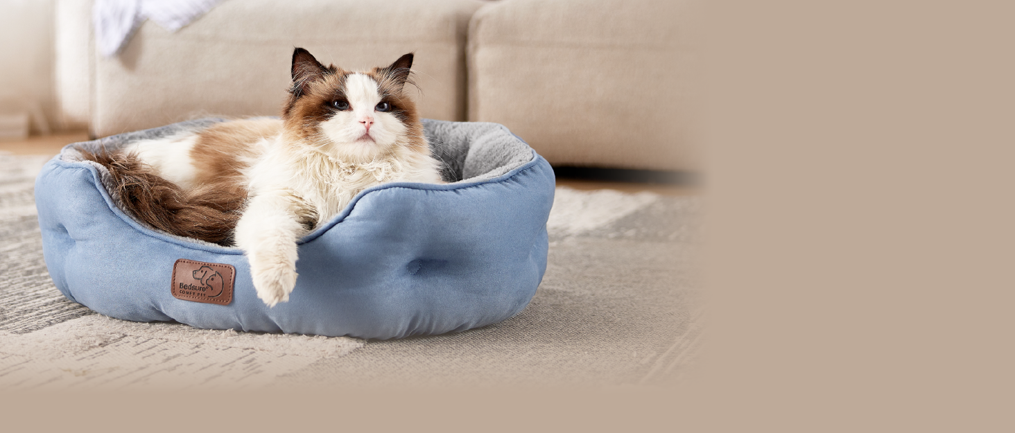 Ліжко для котів BEDSURE, сіре, 63x53x20 см, з двосторонньою подушкою, м'яке та пране, лежанка для котів і малих собак