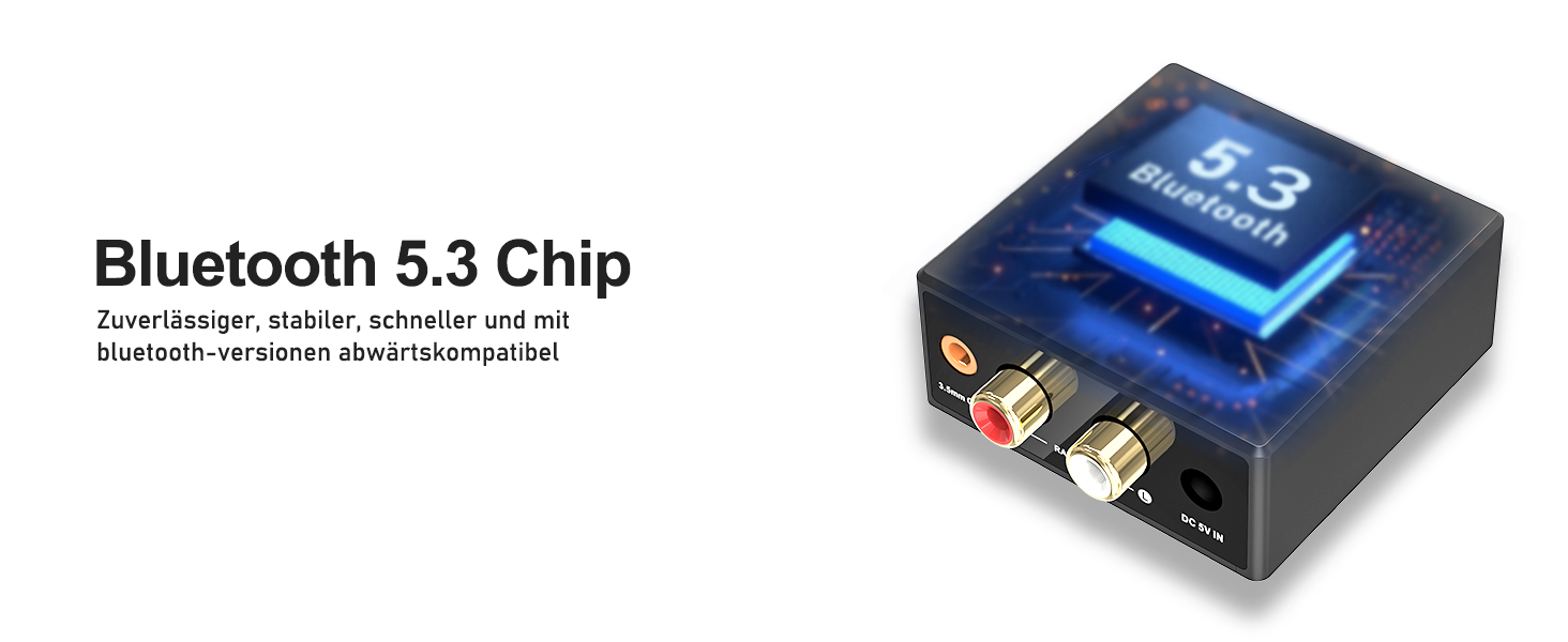 Bluetooth аудіоприймач YMOO 5.3: AUX адаптер для стереосистеми, TV, PC, MP3-плеєра, 50ft радіус дії, 3.5mm jack & RCA вхід