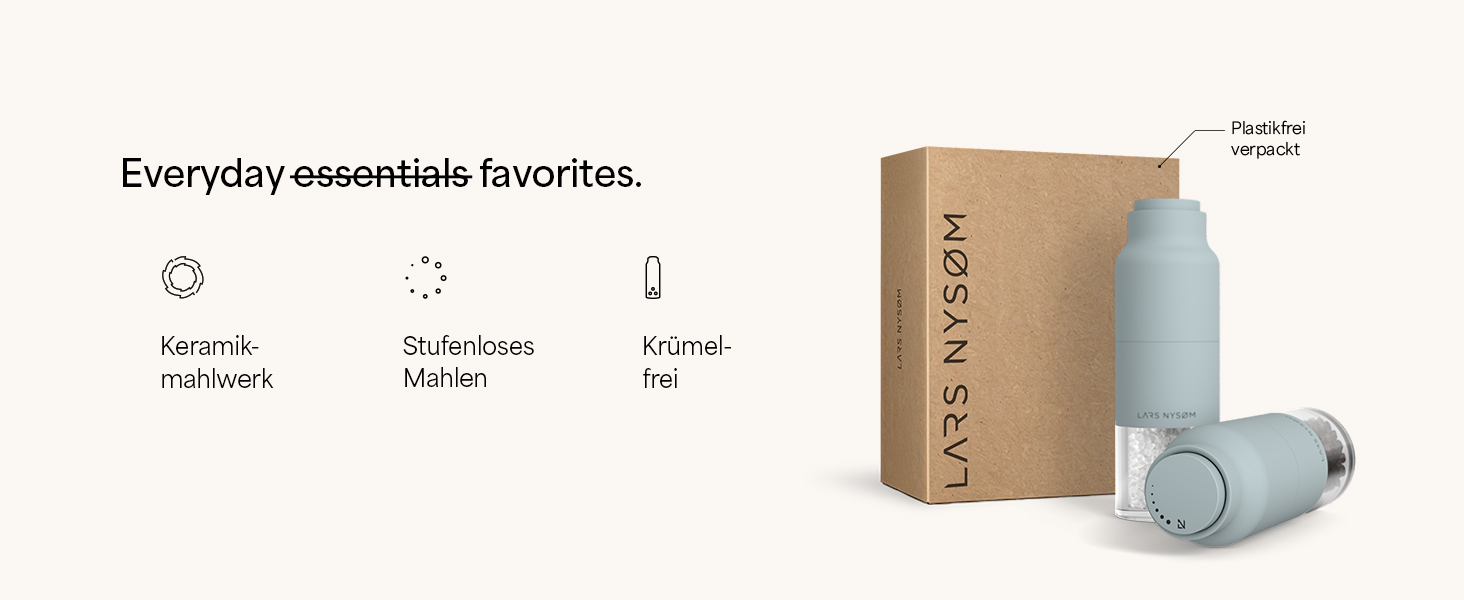 Набір для мелення солі та перцю LARS NYSØM з регульованим керамічним жорном | Набір з 2 мельниць з нержавіючої сталі (Коричневий/Бежевий)