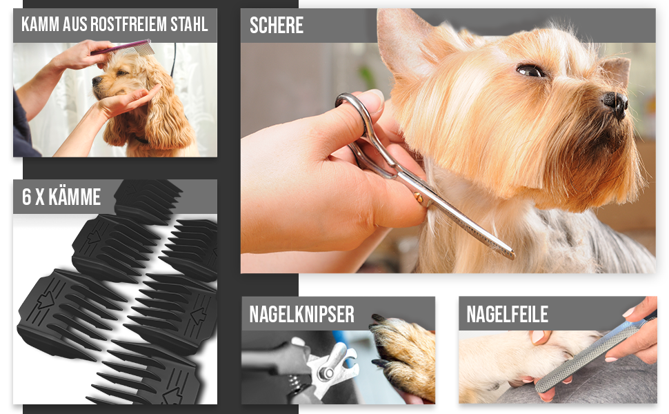 Набір для стрижки собак та котів: професійний триммер для густого хутра з низьким рівнем шуму, золотий