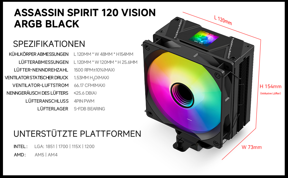 Thermalright Assassin Spirit 120 Vision ARGB: Кулер CPU з IPS LCD екраном 1.54
