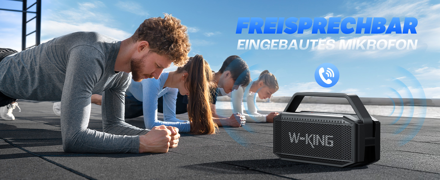 W-KING Bluetooth Колонка 100W (Пікова потужність) - Портативна Колонка з Глибоким Басом, Power Bank, TF/AUX, EQ, IPX6, 40 годин роботи
