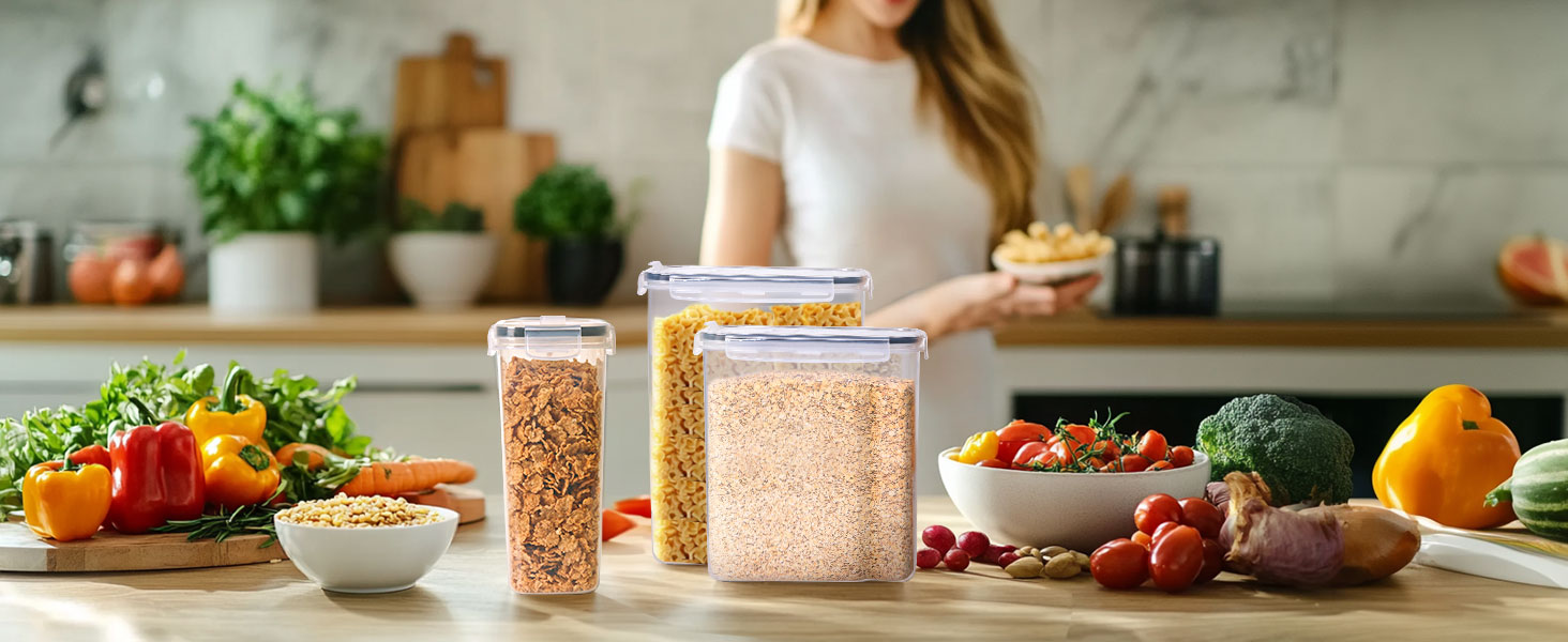 Герметичні контейнери ComSaf для зберігання продуктів 2.5л (6 шт) – для круп, макаронів, снеків. Органайзер для кухні з етикетками