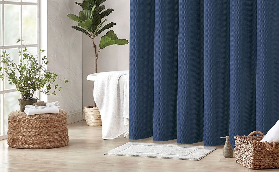 Шторка для душу BTTN, вафельна тканина, 180x200 см, антигрибкова, важка, водонепроникна, з 12 гачками, зелена, преміум-якість