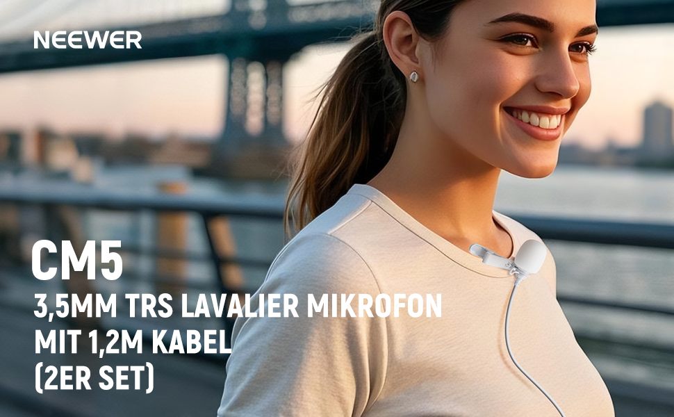 NEEWER Мініатюрний USB-C Лавалерний Мікрофон 2 шт. для iPhone 16 15 Pro Max, Android, Телефонів, Планшетів, ПК. Однонаправлений конденсаторний мікрофон з кабелем 2м (CM5(2 шт. білий) з 3,5 мм TRS роз'ємом)