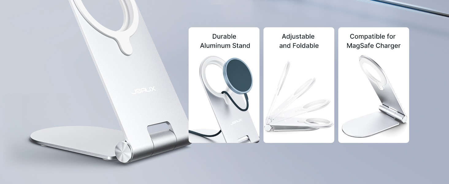 Бездротова зарядка JSAUX MagSafe 15W для iPhone 17 Air Pro Max, iPhone 16/15/14/13/12, AirPods 3/2, блакитна