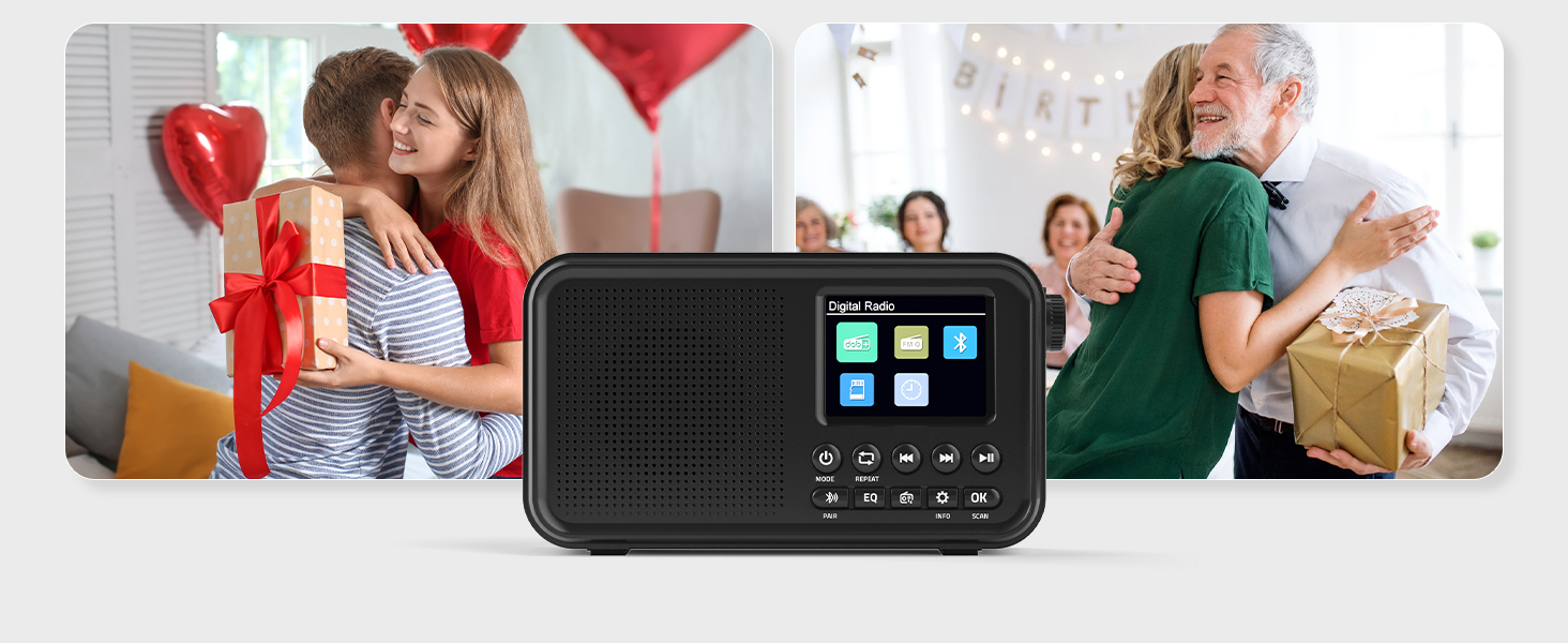 Портативне DAB/FM радіо з Bluetooth, екраном 2.4