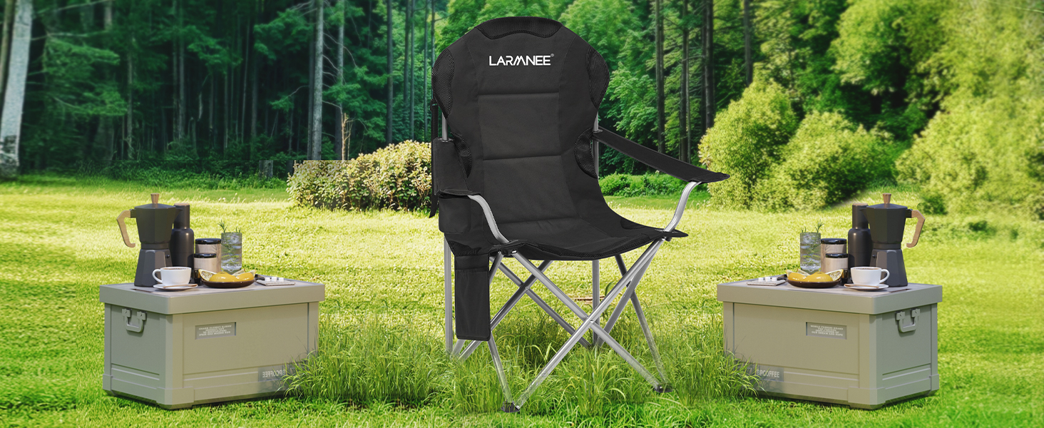 Складний кемпінговий стілець для пікніка, саду, балкону та пляжу, чорний - EBK01LC02