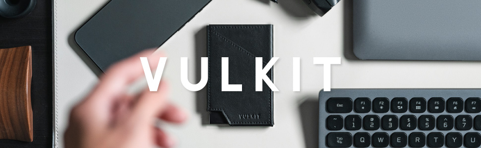 Чоловічий гаманець-картхолдер VULKIT з RFID-захистом, сліма металевий кейс з відділенням для купюр та монет, коричневий