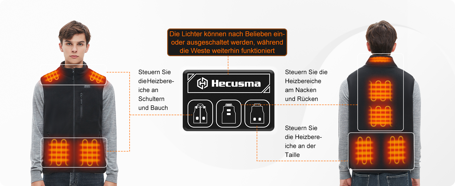 Електрична гріюча жилетка для чоловіків з powerbank 16000 mAh, 7.4 V - для полювання, катання на лижах, мотоциклів та активного відпочинку