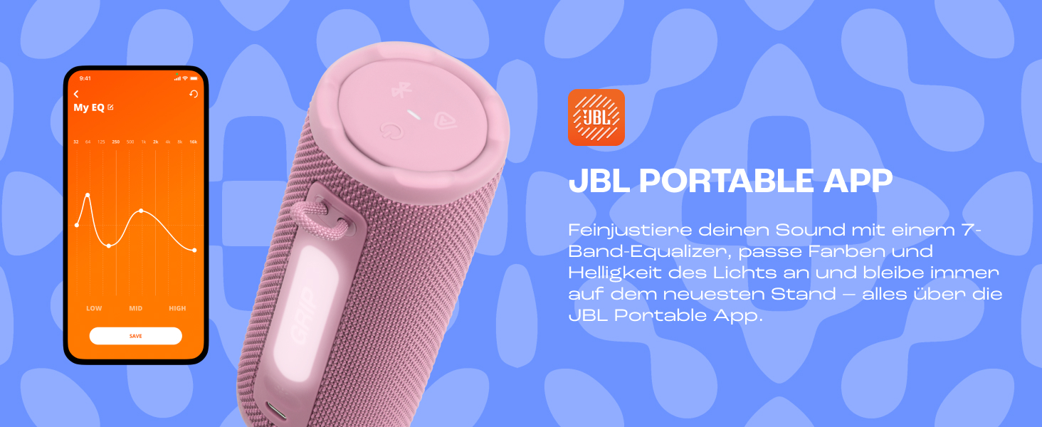 JBL Grip – Портативна Bluetooth колонка з AI Sound Boost, чорна. Водонепроникна (IP68), до 14 год роботи, підтримка Auracast