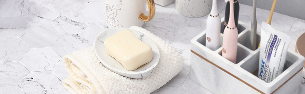 Підставка для мила Shinowa: неслизька коробочка для мила з харчового гіпсу, білий камінь. Організатор для ванної кімнати, туалету, кухні.