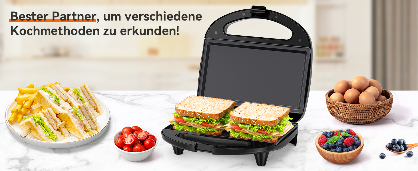 Вафельниця Snailar: компактна та стильна бельгійська модель 750W з антипригарним покриттям для хрустких вафель (плоскі пластини)