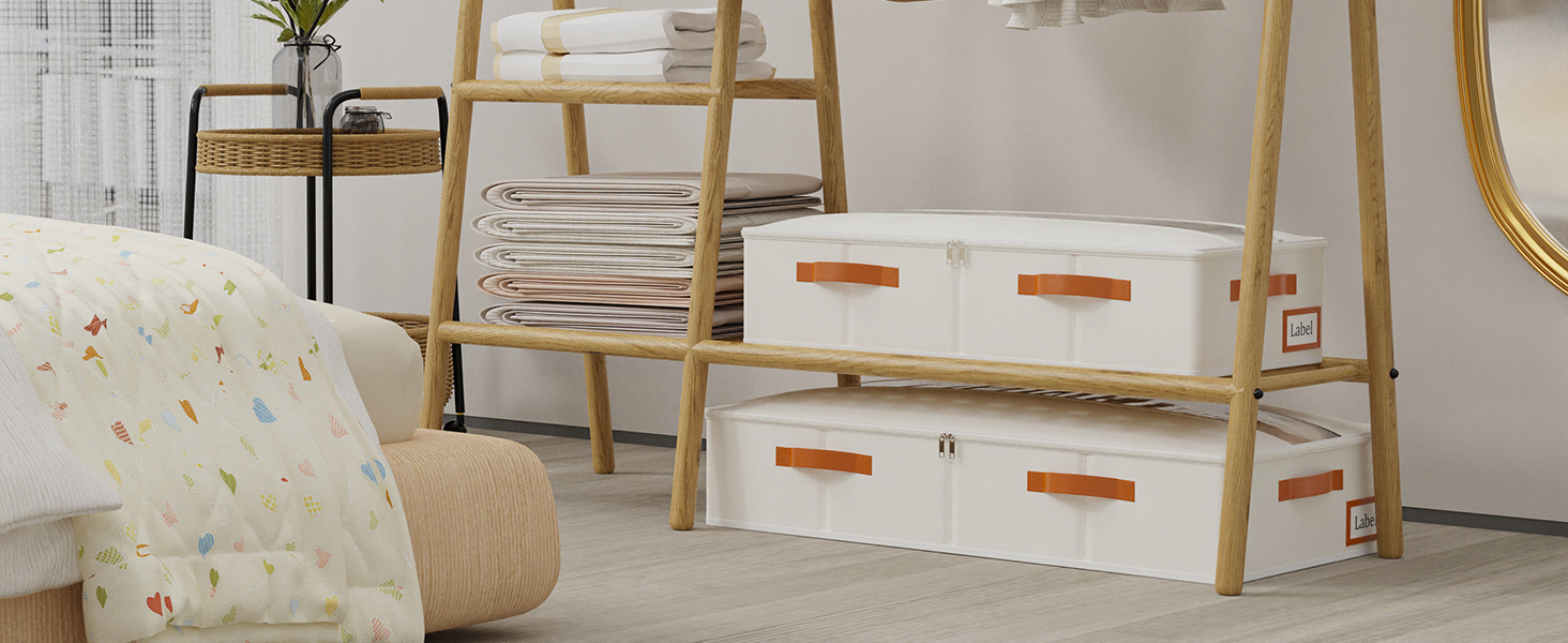 Комод-органайзер під ліжко Yawinhe, 2 шт., з прозорою кришкою та ручками, 80x40x15 см, для зберігання речей у спальні