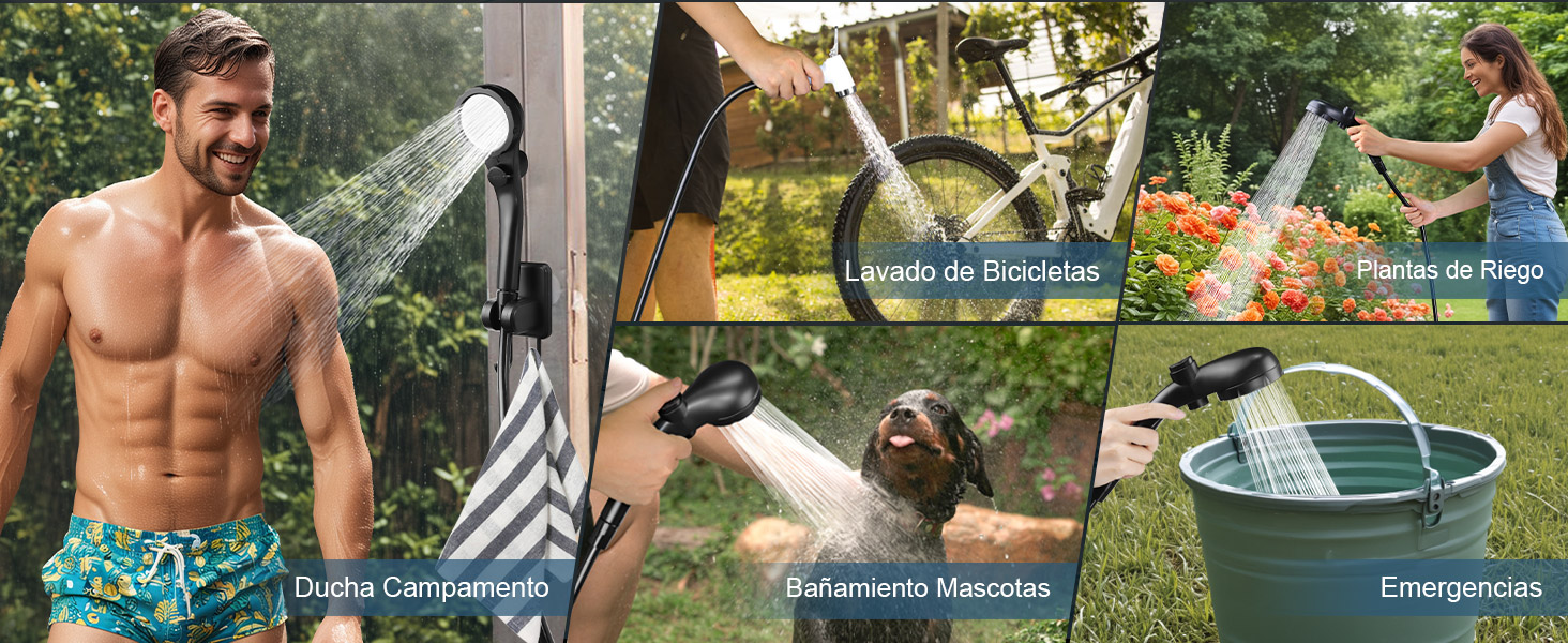 AUTOPkio Camping Shower with Pump, Upgraded Camping Shower 6000mAh Rechargeable Pump, Smart Digital Display for Camp, Outdoor, Pet, Emergency (Black)
