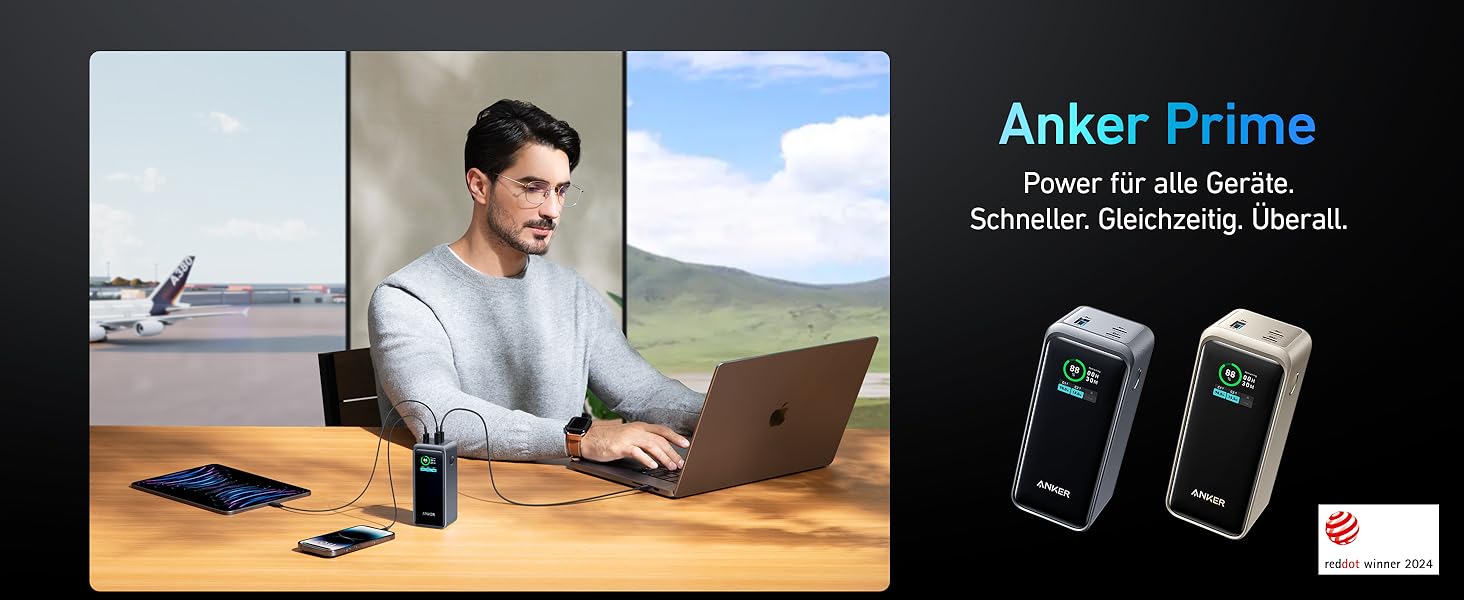 Power Bank Anker Prime 200W, 20000 mAh, Чорний: Швидка зарядка для iPhone, Samsung, MacBook та ін.