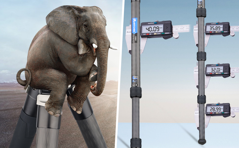 Штатив для камери Artcise з вуглецевого волокна, монопод 40 мм, професійний, для важкої техніки, подорожей, максимальне навантаження 40 кг (CS90C)