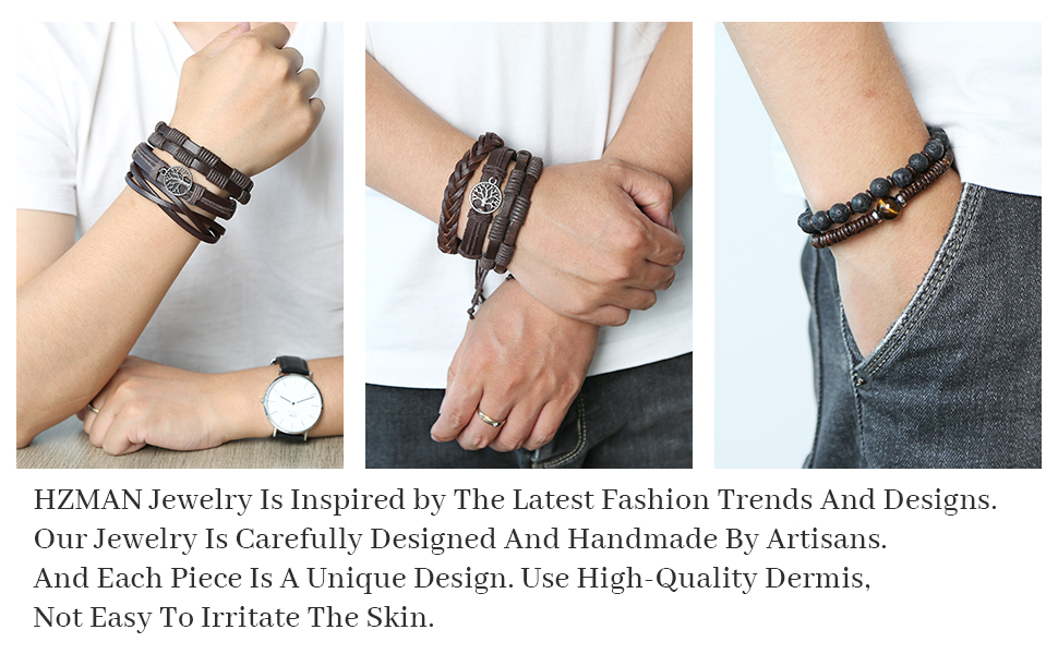 Браслети HZMAN з натуральної шкіри