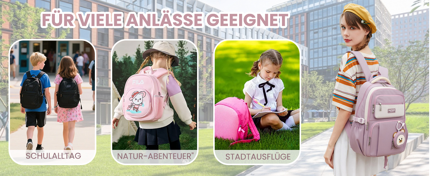 Дитячий рюкзак для дівчинки Kinderrucksack 32L, 2-10 клас, легкий, з дихаючою спинкою та м'якими лямками, для школи, 8+ років, фіолетовий