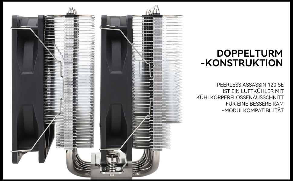 Кулер для процесора Thermalright Peerless Assassin 120 SE White ARGB, двовежевий повітряний охолоджувач для AMD AM5 та Intel LGA1851/1700, 6 теплових трубок, білий