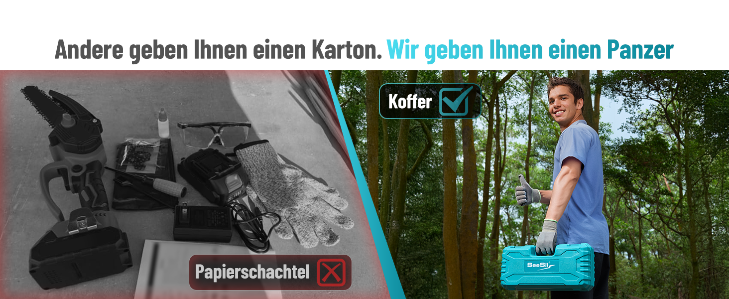 Акумуляторна міні-пила SEESII 6 дюймів з автоматичною подачею оливи та запасним ланцюгом | Акумуляторна ланцюгова пила для саду, стрижки гілок та різання деревини
