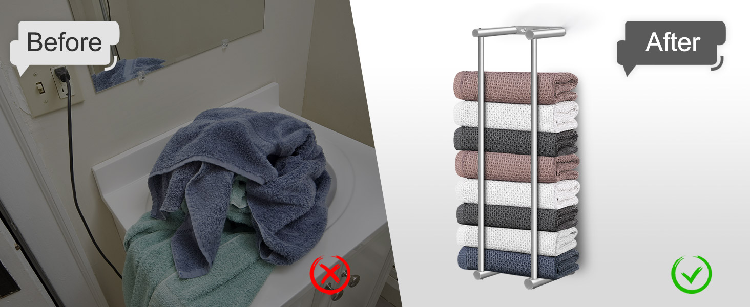 Стійка для рушників LIVEHITOP без свердління, 75 см, нержавіюча сталь, велика місткість, для ванної кімнати