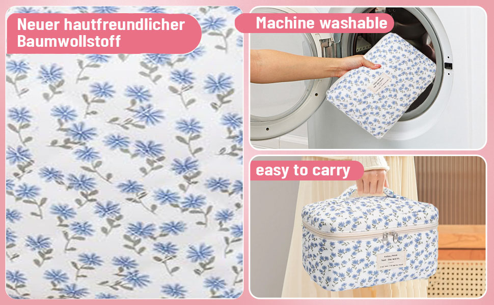 Набір косметичок з квітами для дівчаток, набір культуртреш для жінок, степкова косметичка для макіяжу, бавовняний культуртреш, косметичка Coquette, естетичні речі Clean Girl, косметична сумка (біло-рожева стрічка)