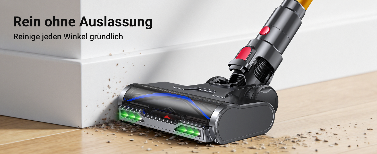 Бездротовий акумуляторний пилосос 58KPa/550W з LED-дисплеєм та антизаплутана щітка, 1.8L, для тварин, килимів, твердих поверхонь та авто, сірий & золотий