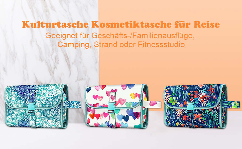 Fintie Косметичка-органайзер для подорожей, велика водонепроникна сумка для макіяжу, блакитного кольору, для жінок та дівчат