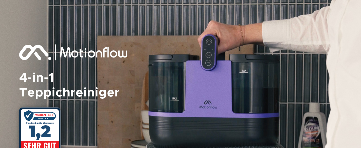 Теперішній мийний пилосос Motionflow з нагрівом - 1200W для килимів, меблів, авто. 4 насадки, самоочищення, 15с нагрів. Чорний