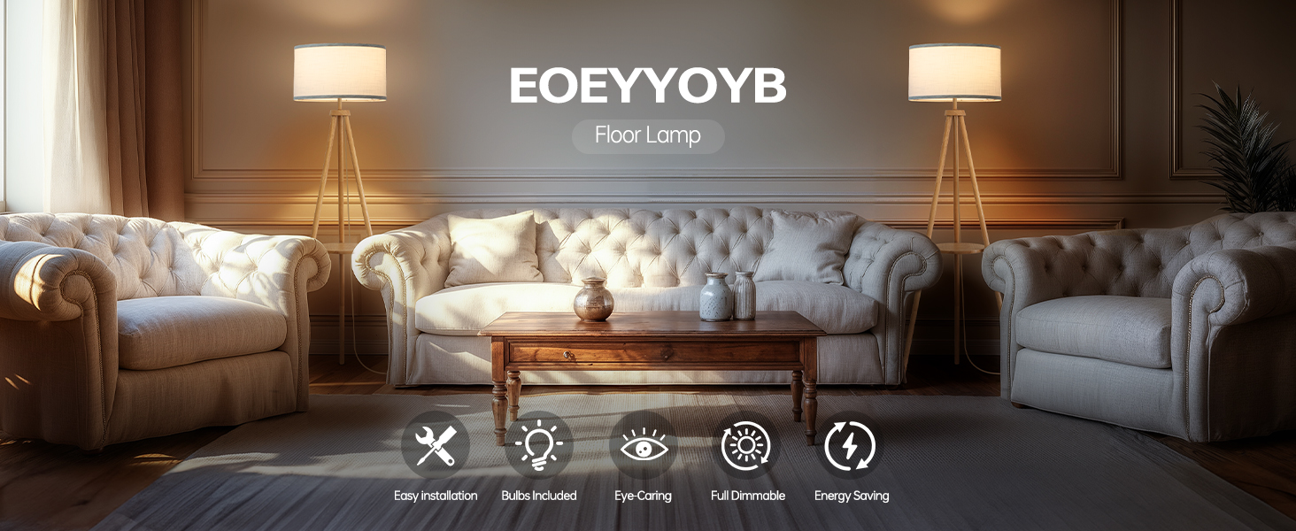 Стельова лампа на тренозі з полицею, з пульт керування, 3 колірні температури, для вітальні, спальні, офісу, бежевий абажур, стиль бері, декор