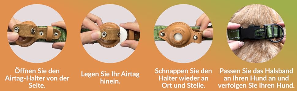 Нашийник для Apple AirTag з відбиваючим матеріалом, CollarDirect, для собак великих, середніх та малих порід, зелений, розмір L (42-51 см)