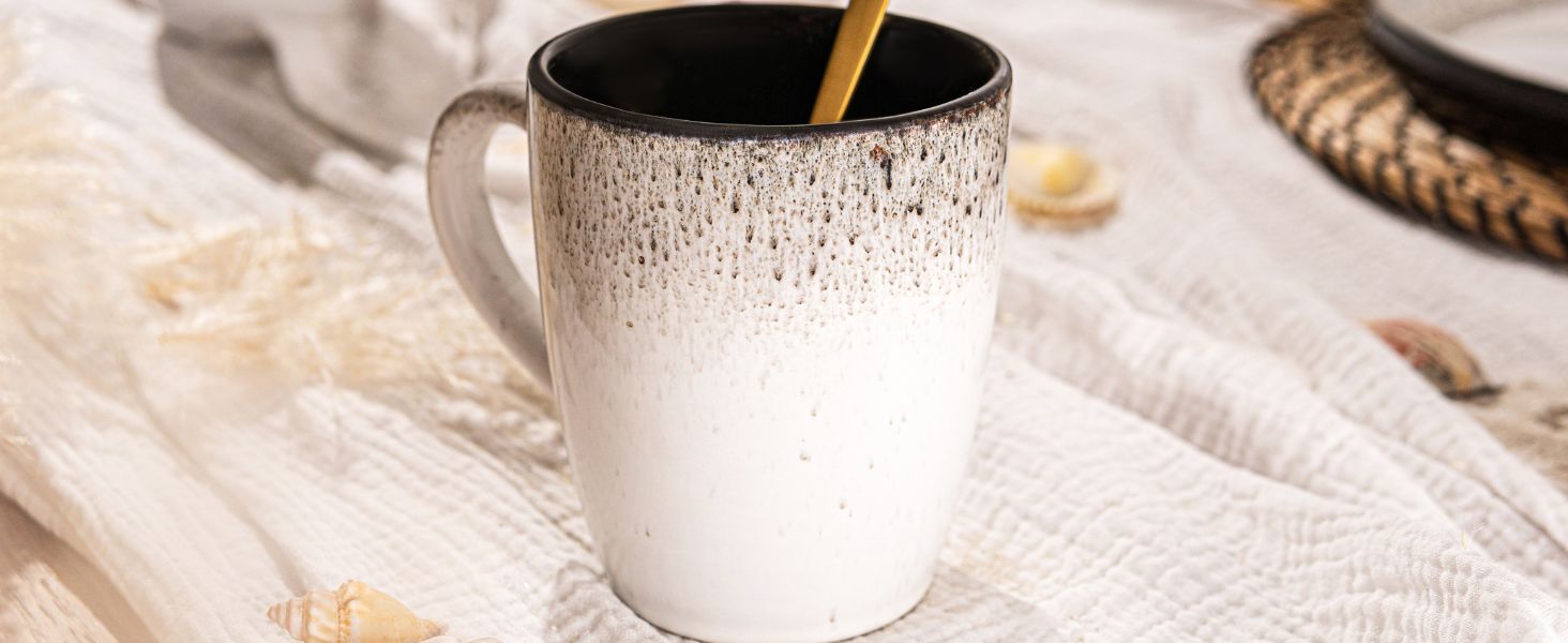 Набір кавових чашок SÄNGER Sansibar (6 шт.) з порцеляни, 430 мл, сірий колір, для кави та чаю, стійкий до миття в посудомийній машині та нагрівання в мікрохвильовій печі