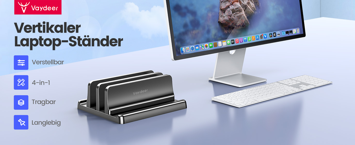 Підставка для ноутбука VAYDEER вертикальна, 3 в 1, для MacBook, iPad, Tablet, Notebook до 17.3