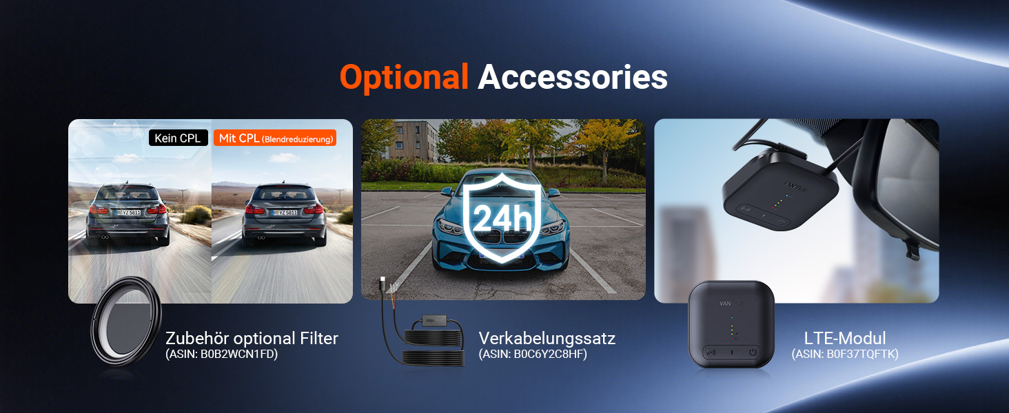 Автомобільний відеореєстратор VANTRUE N4S 3-канальний (2.7K+2.5K+1440P), STARVIS 2 HDR, нічна зйомка, 5GHz Wi-Fi, GPS, 24г паркування, G-сенсор, підтримка 1ТБ, для авто