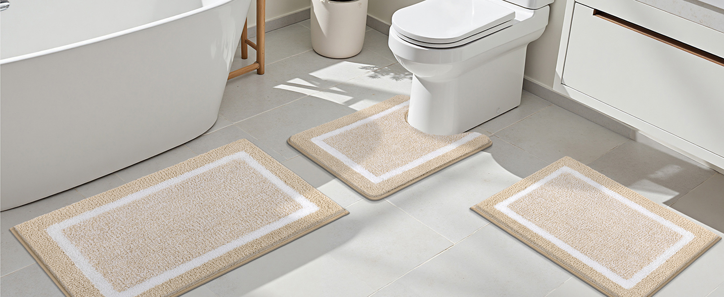 Килимок для ванної кімнати SHACOS: неслизький, м'який, швидковисихаючий, 50x80 см, бежевий