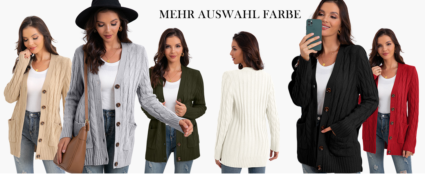 Жіночий в'язаний кардиган GRECERELLE з довгими рукавами, з кишенями та ґудзиками. Елегантний в'язаний жакет для осені/зими/весни. Розмір L, колір білий.