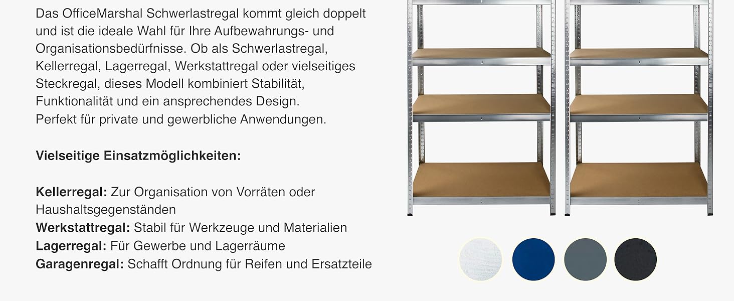 OfficeMarshal Heavy-Duty Shelving Unit - Black (150 x 75 x 30 cm)