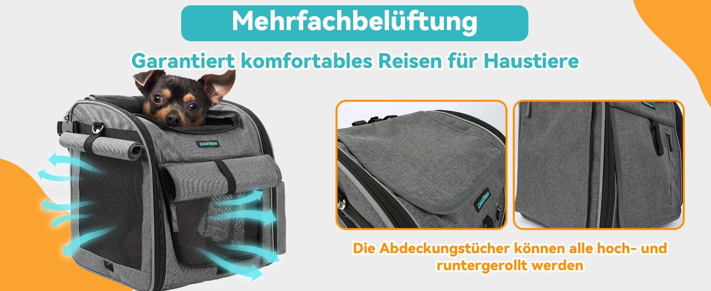 Корзина для собак на велосипед до 10 кг, складана, дихаюча, 4-в-1 (рюкзак, сумка на плече, автокрісло), з міцним L-подібним кріпленням Φ55mm, зручна подушка, світловідбиваючі смуги