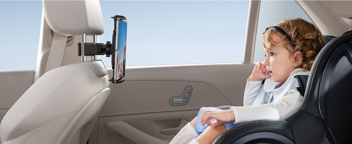 Тримач для планшету Lamicall у автомобільну підголівник - надійне кріплення, сумісний з iPad, smartphone, Switch, Samsung Tab (4.7-13 дюймів)